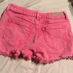 Cello Vibrant Pink Frayed Hem Jean Shorts
